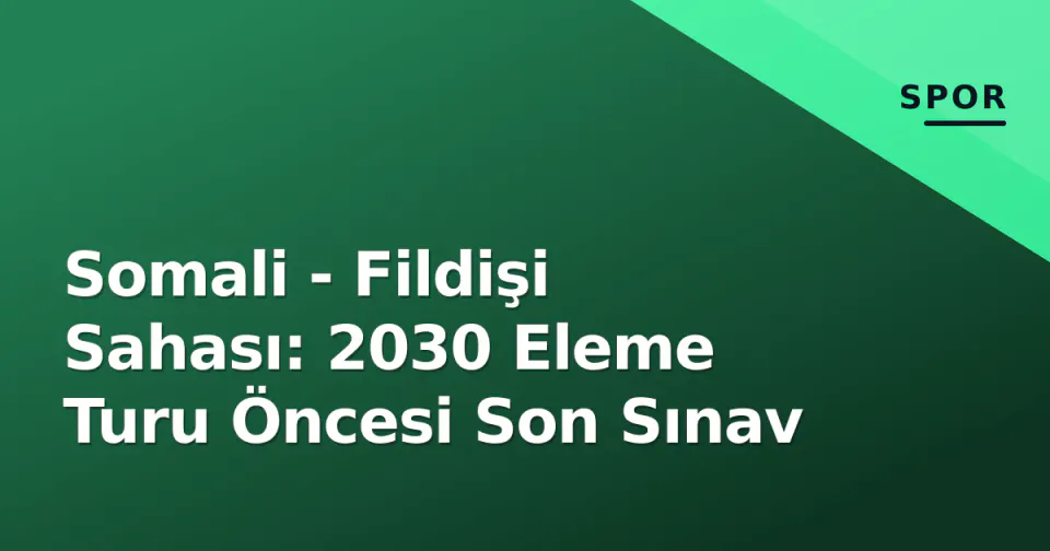Somali - Fildişi Sahası: 2030 Eleme Turu Öncesi Son Sınav görseli