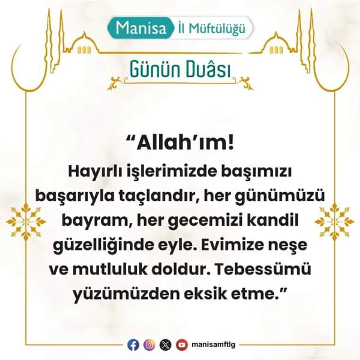Manisa İl Müftülüğü, "Günün Duası" Uygulamasıyla Vatandaşlara Destek Sunuyor Manisa İl Müftülüğü, "Günün Duası" Uygulamasıyla Vatandaşlara Destek Sunuyor