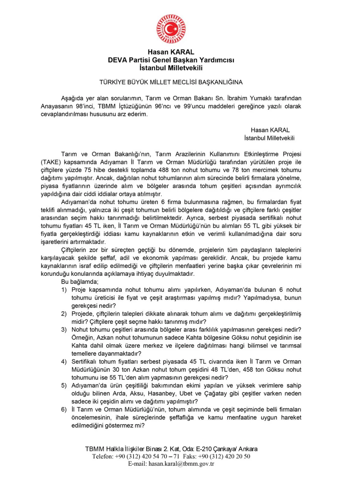 Sertifikalı Tohum Fiyatları ve Alım Gerekçesi Sertifikalı Tohum Fiyatları ve Alım Gerekçesi