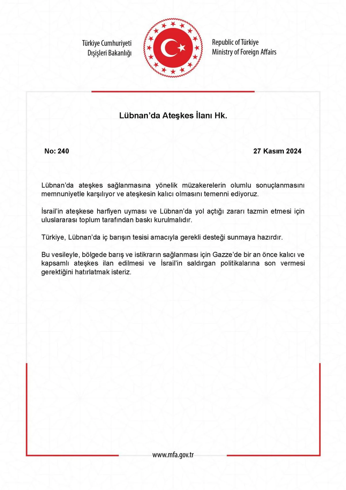Lübnan'da Ateşkes İlan Edildi Lübnan'da Ateşkes İlan Edildi