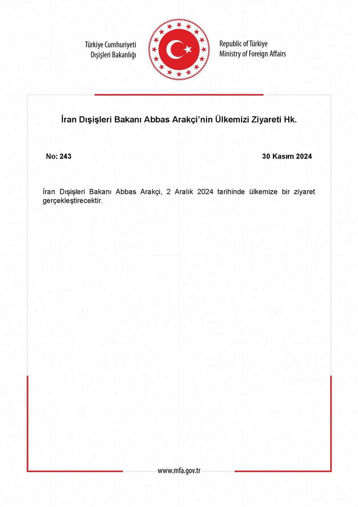 İran Dışişleri Bakanı Türkiye'ye Resmi Ziyaret Gerçekleştirdi İran Dışişleri Bakanı Türkiye'ye Resmi Ziyaret Gerçekleştirdi