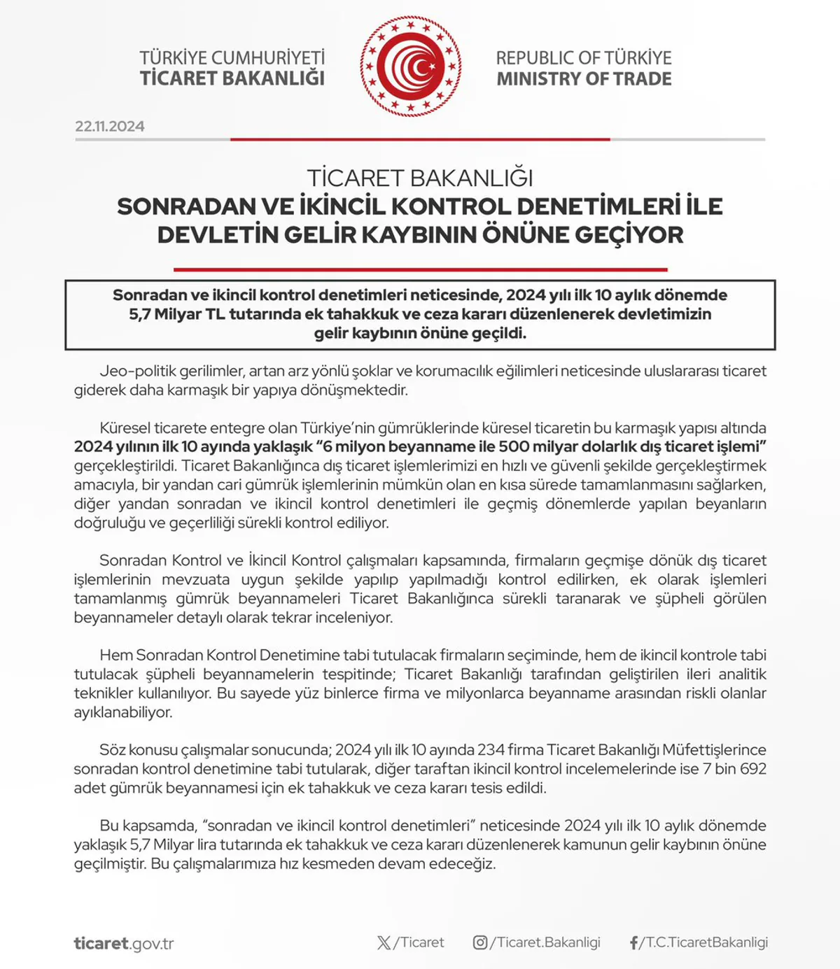 Ticaret Bakanlığı Sonradan Kontrollere Ağırlık Veriyor Ticaret Bakanlığı Sonradan Kontrollere Ağırlık Veriyor