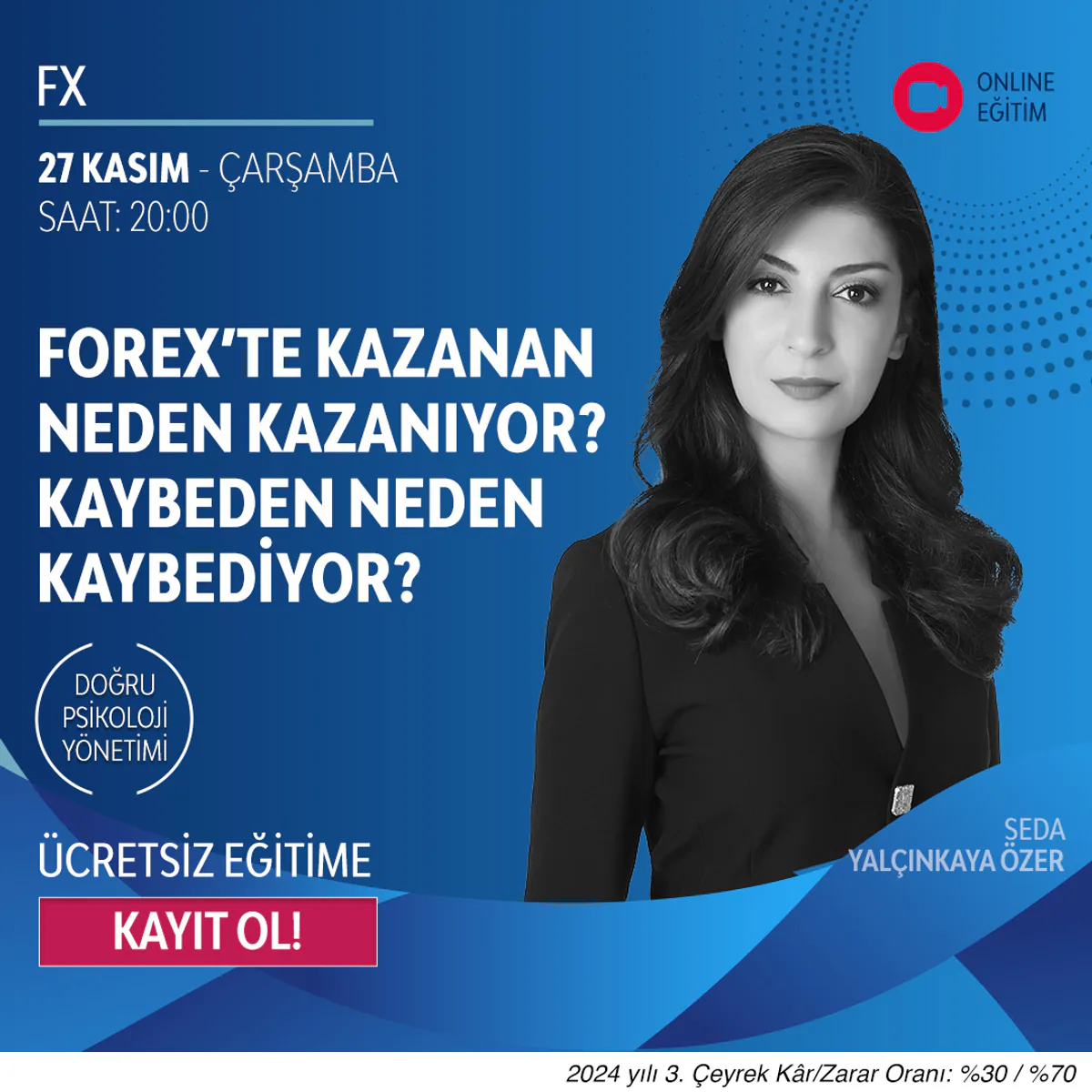 27 Kasım'da Forex Dünyasında Kazanan ve Kaybedenlerin Farkları Ele Alınıyor 27 Kasım'da Forex Dünyasında Kazanan ve Kaybedenlerin Farkları Ele Alınıyor