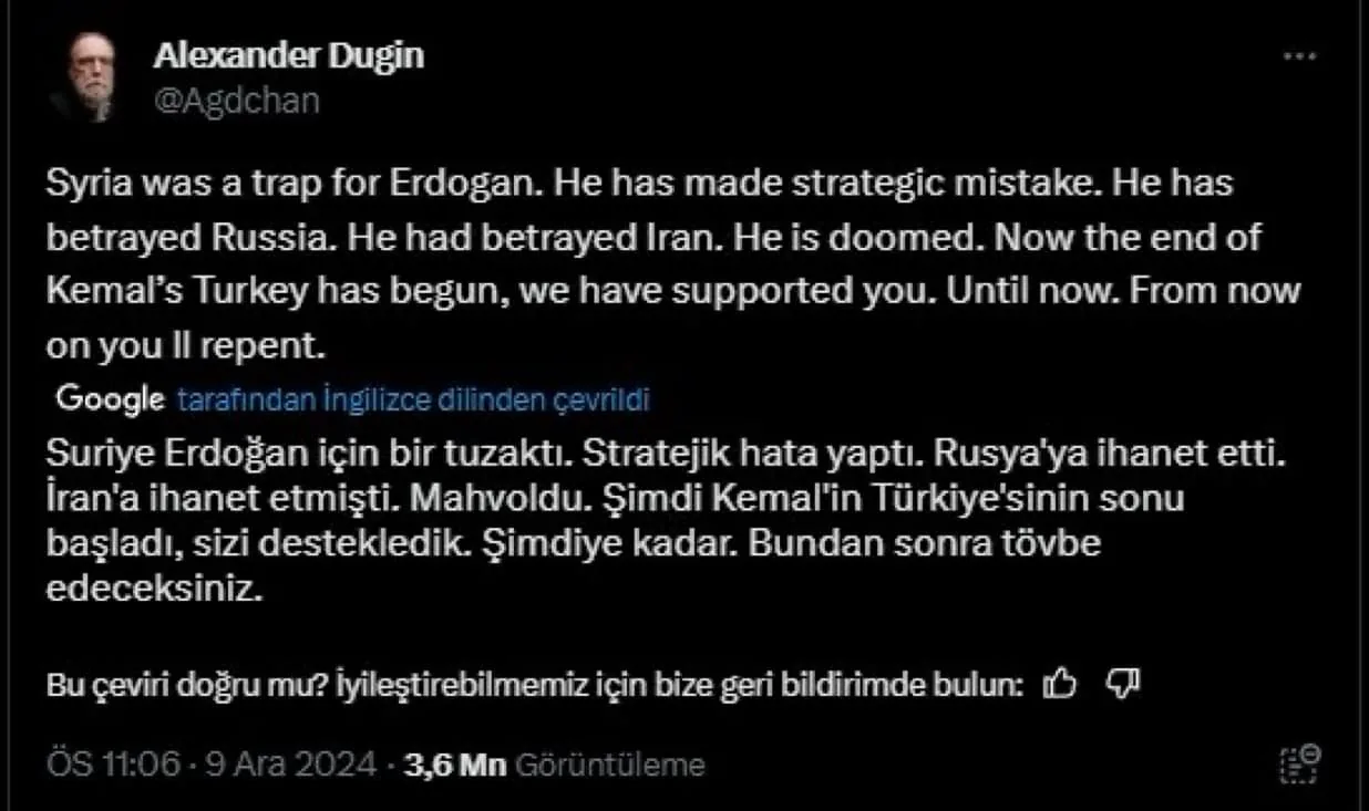 Rus Filozof Alexander Dugin Türkiye'yi Hedef Aldı Rus Filozof Alexander Dugin Türkiye'yi Hedef Aldı