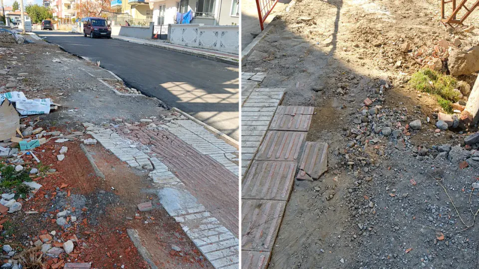 Çorum Bahçelievler'de yarım kalan kaldırım işleri sakinleri rahatsız ediyor görseli