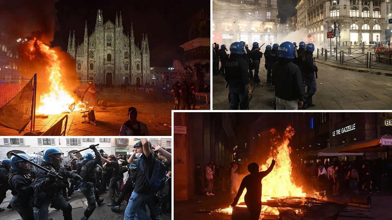 Milano'da şiddet olayları: 160 kişi gözaltına alındı Milano'da şiddet olayları: 160 kişi gözaltına alındı