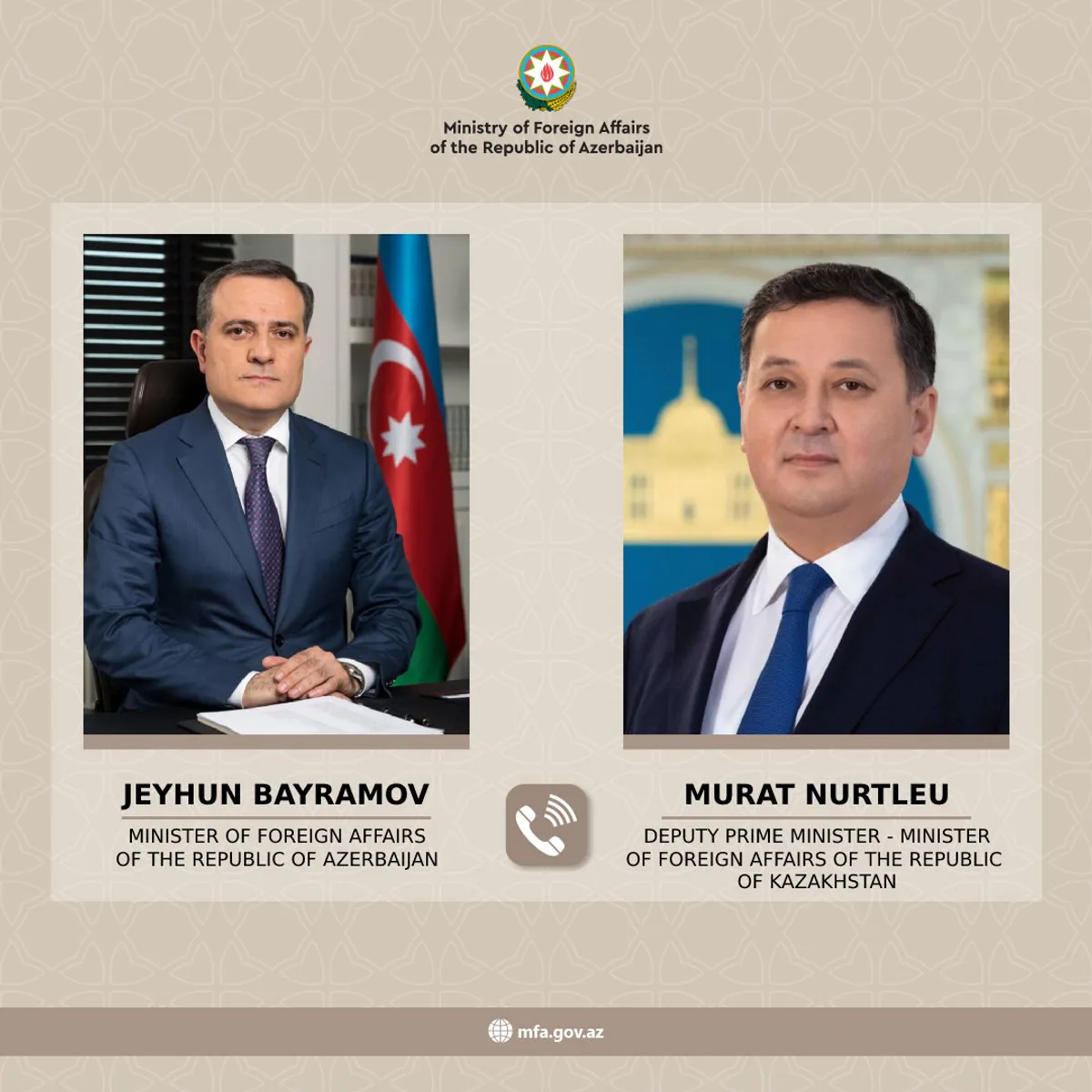Nazir Ceyhun Bayramov, Kazakistan Dışişleri Bakanı ile Görüştü Nazir Ceyhun Bayramov, Kazakistan Dışişleri Bakanı ile Görüştü