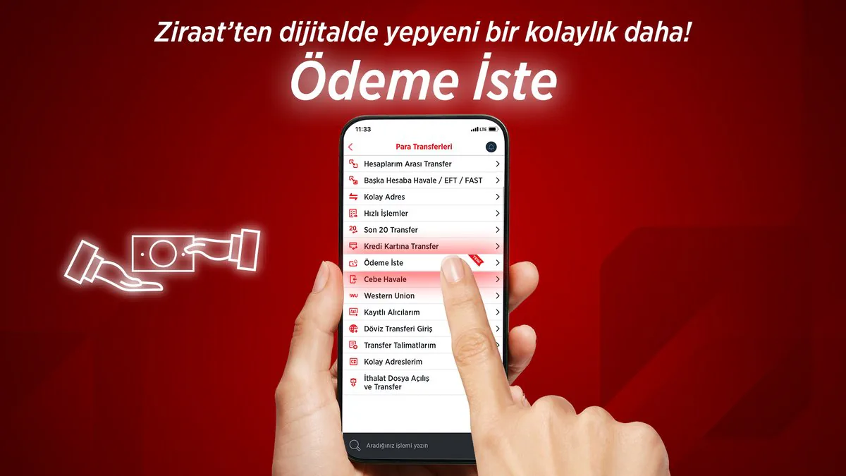 Ziraat Bankası, Mobil ve İnternet Üzerinden Ödeme İste Özelliği Sunuyor Ziraat Bankası, Mobil ve İnternet Üzerinden Ödeme İste Özelliği Sunuyor