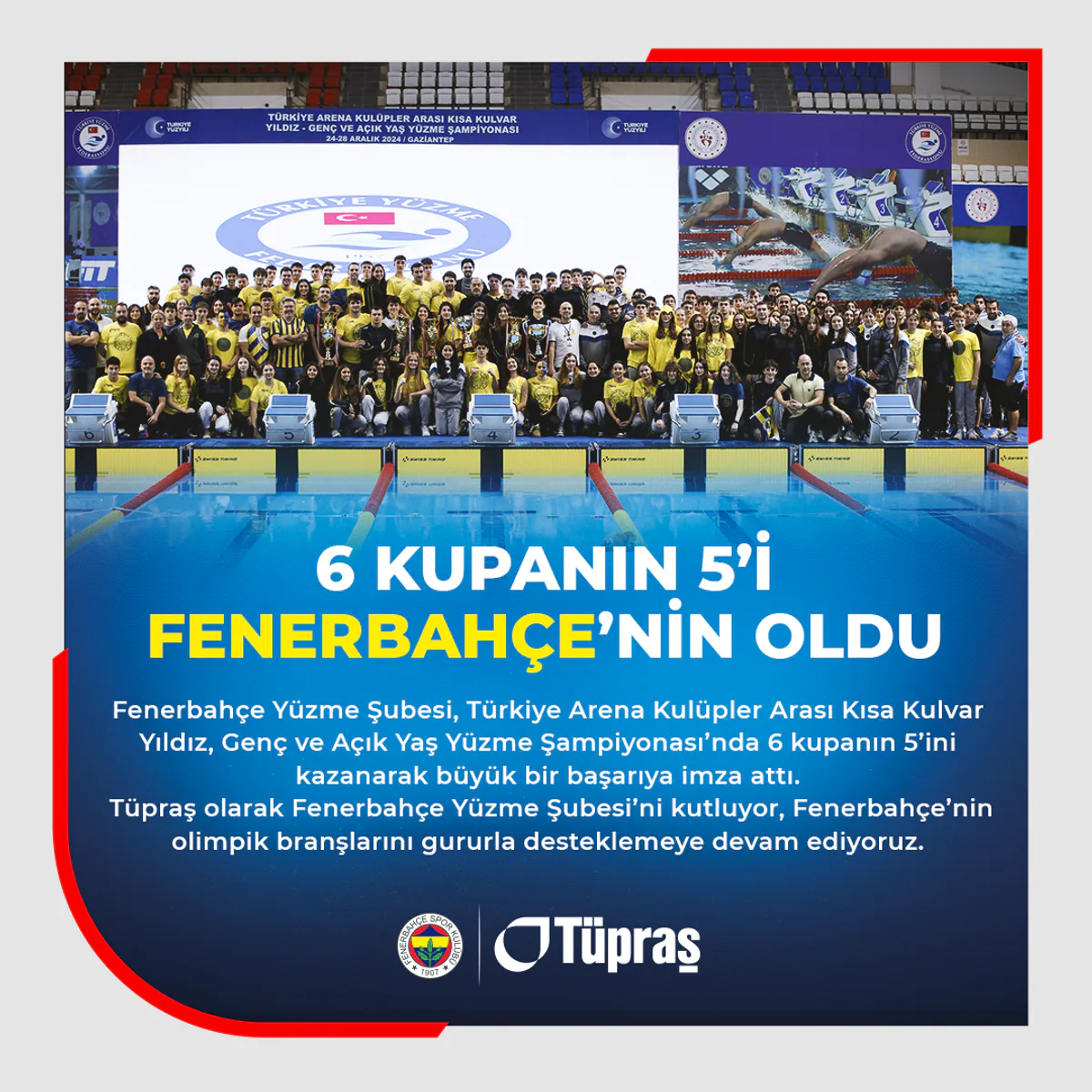 Fenerbahçe Yüzme Şubesi, Türkiye Arena Kulüpler Arası Kısa Kulvar Yıldız, Genç ve Açık Yaş Yüzme Şampiyonası'nda Başarılı Performans Sergiledi Fenerbahçe Yüzme Şubesi, Türkiye Arena Kulüpler Arası Kısa Kulvar Yıldız, Genç ve Açık Yaş Yüzme Şampiyonası'nda Başarılı Performans Sergiledi