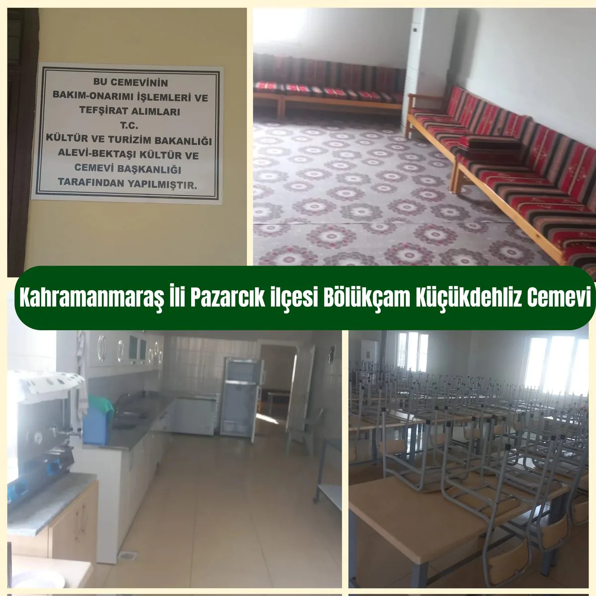 Kahramanmaraş'ın Pazarcık ilçesindeki Bölükçam Küçükdehliz Cemevi'nde Bakım ve Onarım Çalışmaları Tamamlandı Kahramanmaraş'ın Pazarcık ilçesindeki Bölükçam Küçükdehliz Cemevi'nde Bakım ve Onarım Çalışmaları Tamamlandı