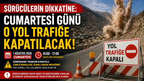 Gümüşhane Şehir Geçişi Yolu Cumartesi Günü Trafiğe Kapatılacak