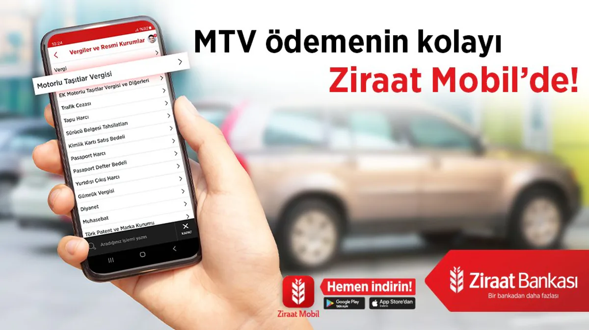 Ziraat Bankası, Ziraat Mobil Uygulaması ile MTV Ödemelerini Kolaylaştırıyor Ziraat Bankası, Ziraat Mobil Uygulaması ile MTV Ödemelerini Kolaylaştırıyor