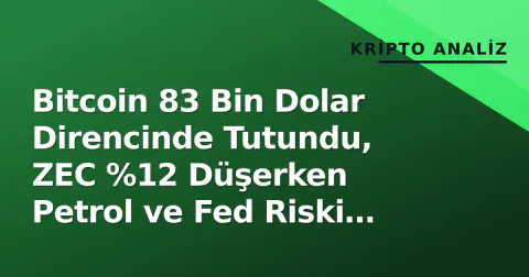 Bitcoin 83 Bin Dolar Direncinde Tutundu, ZEC %12 Düşerken Petrol ve Fed Riski Piyasaları Baskıladı