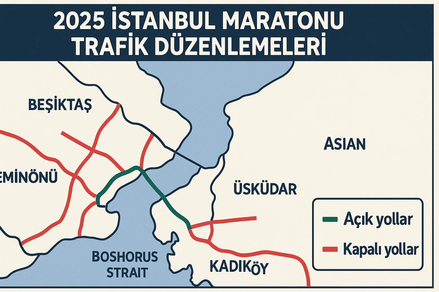 İstanbul Maratonu'nda Kapatılacak - Açılacak Yollar İstanbul Maratonu'nda Kapatılacak - Açılacak Yollar