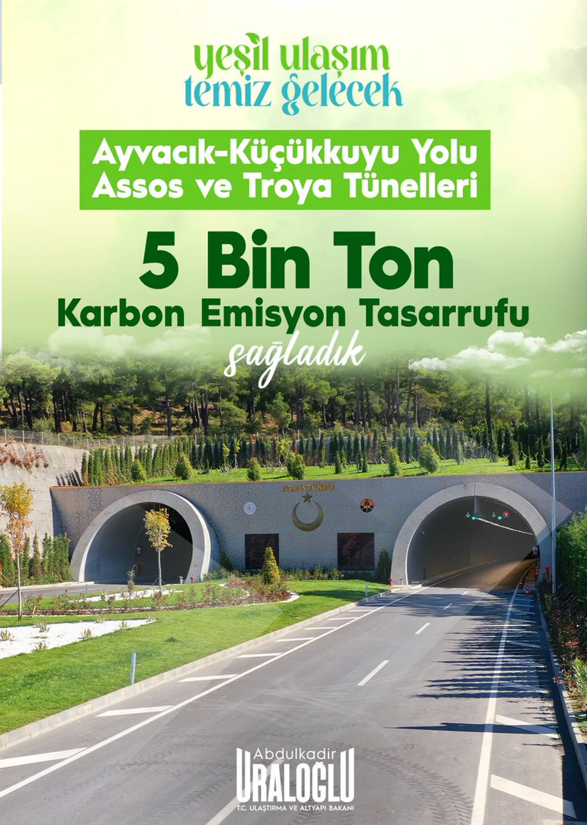 Ulaştırma ve Altyapı Bakanı URALOĞLU: Ayvacık-Assos Yoluyla 5 Bin Ton Karbon Tasarrufu Sağladık Ulaştırma ve Altyapı Bakanı URALOĞLU: Ayvacık-Assos Yoluyla 5 Bin Ton Karbon Tasarrufu Sağladık
