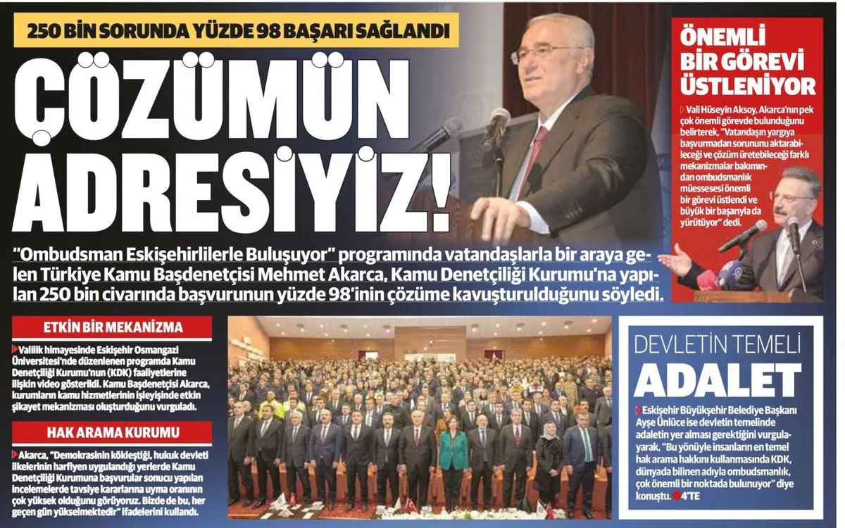 Kamu Denetçiliği Kurumu'ndan Önemli Açıklama: "Kamu Hizmetlerinde Şeffaflık ve Hesap Verilebilirlik Artmalı" Kamu Denetçiliği Kurumu'ndan Önemli Açıklama: "Kamu Hizmetlerinde Şeffaflık ve Hesap Verilebilirlik Artmalı"