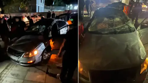 Gaziantep'te 19 Mayıs Lisesi önünde araç takla attı: Yaralılar var
