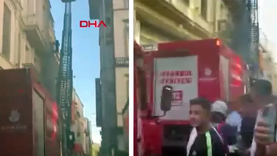 Taksim İstiklal Caddesi'nde Yangın Alışveriş Merkezi Tahliye Edildi görseli