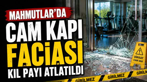 Alanya Mahmutlar'da Korkutan Kaza: Şeffaf Cam Kapı Parçalandı