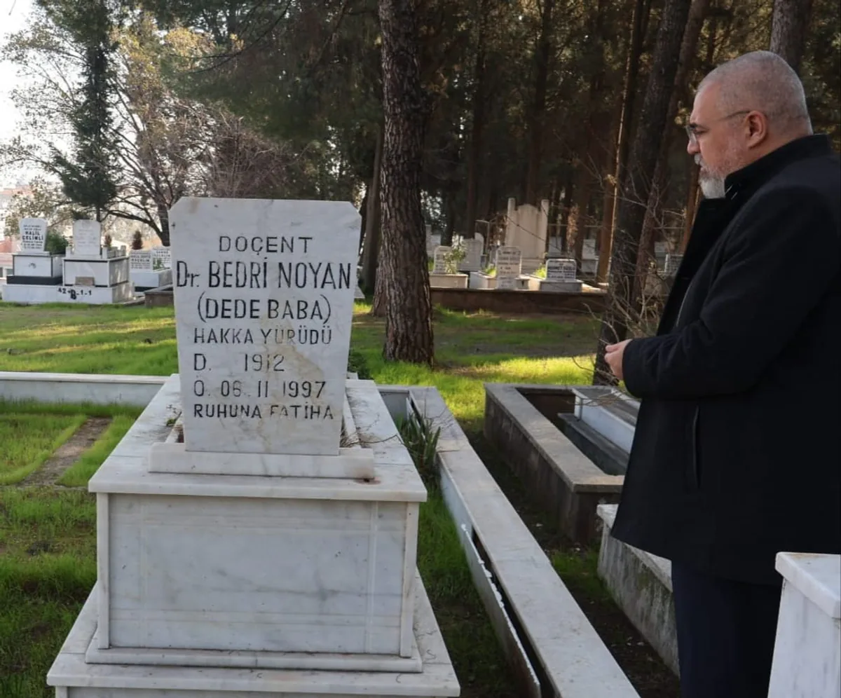 Alevi Bektaşi Kültürüne Adanmış Bir Ziyaret: Bedri Noyan Dedebaba'nın Kabirine Alirıza Özdemir'in Saygısını Görüyor Alevi Bektaşi Kültürüne Adanmış Bir Ziyaret: Bedri Noyan Dedebaba'nın Kabirine Alirıza Özdemir'in Saygısını Görüyor