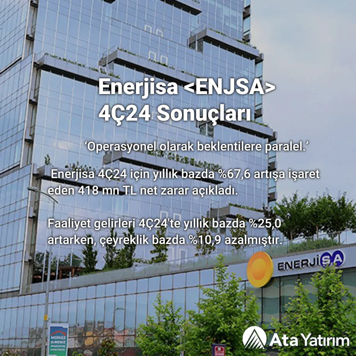 Enerjisa'nın 4Ç24 Döneminde Artan Net Zararı: Finansal Sonuçlar İnceleme Enerjisa'nın 4Ç24 Döneminde Artan Net Zararı: Finansal Sonuçlar İnceleme