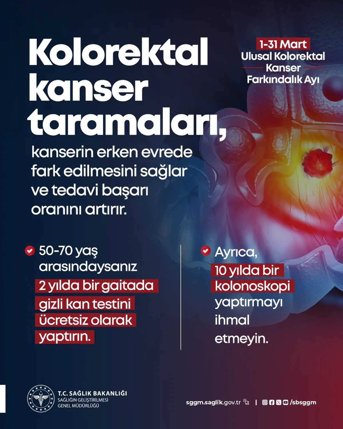 Kolorektal Kanser Taraması Ücretsiz: Sağlık Bakanlığı Uyarıyor Kolorektal Kanser Taraması Ücretsiz: Sağlık Bakanlığı Uyarıyor