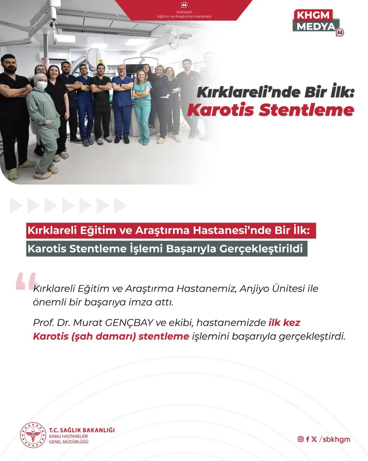 Kırklareli'de İlk Karotis Stentleme İşlemi Başarıyla Gerçekleşti Kırklareli'de İlk Karotis Stentleme İşlemi Başarıyla Gerçekleşti