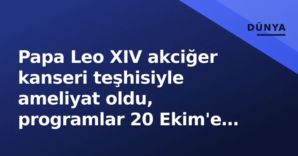 Papa Leo XIV akciğer kanseri teşhisiyle ameliyat oldu, programlar 20 Ekim'e kadar ertelendi görseli