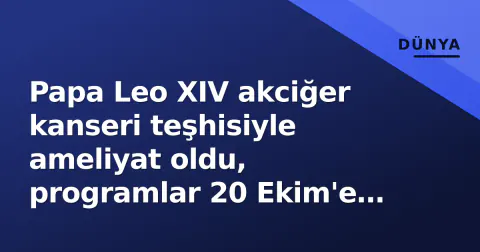 Papa Leo XIV akciğer kanseri teşhisiyle ameliyat oldu, programlar 20 Ekim'e kadar ertelendi