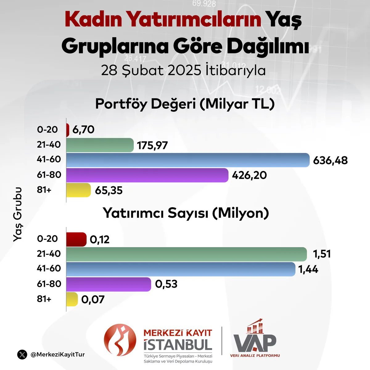 Kadın Yatırımcıların Yaş Gruplarına Göre Dağılımı: 28 Şubat 2025 Kadın Yatırımcıların Yaş Gruplarına Göre Dağılımı: 28 Şubat 2025