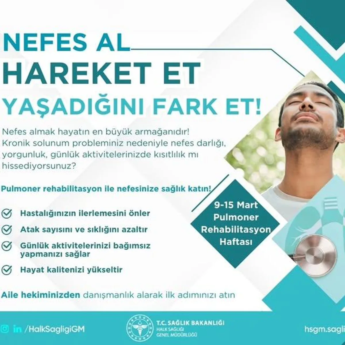 Halk Sağlığı Genel Müdürlüğü: Kronik Solunum Problemleri İçin Pulmoner Rehabilitasyonun Önemi Halk Sağlığı Genel Müdürlüğü: Kronik Solunum Problemleri İçin Pulmoner Rehabilitasyonun Önemi