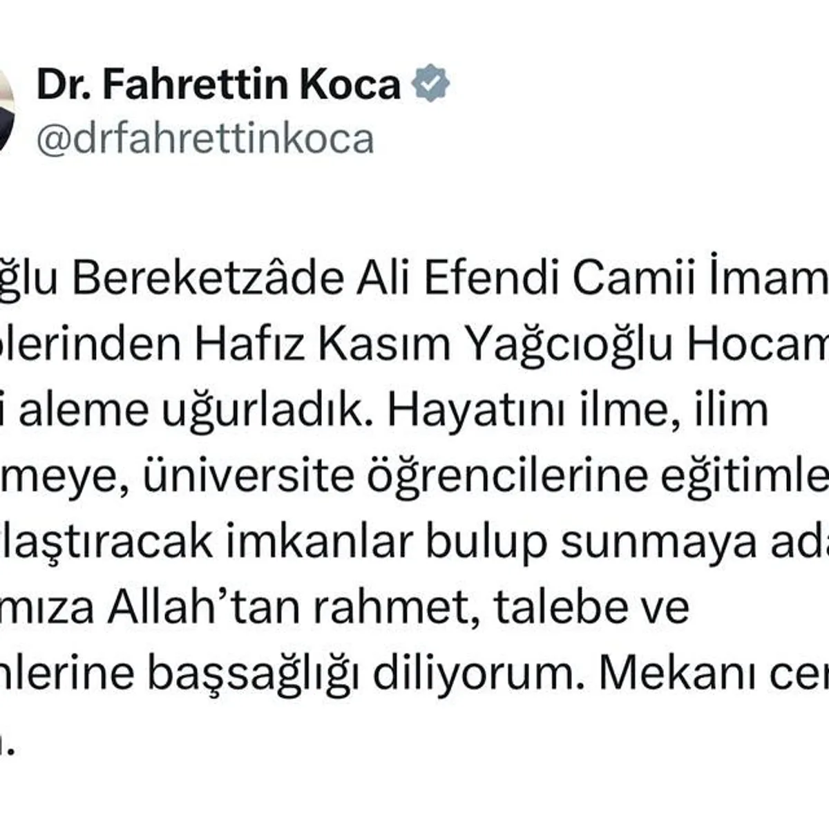 Beyoğlu Bereketzâde Ali Efendi Camii İmam Hatiplerinden Hafız Kasım Yağcıoğlu'nu Uğurladık Beyoğlu Bereketzâde Ali Efendi Camii İmam Hatiplerinden Hafız Kasım Yağcıoğlu'nu Uğurladık