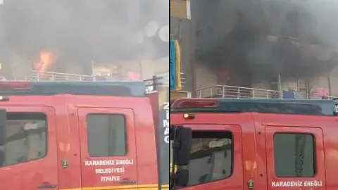 Zonguldak Ereğli'de ev yangını Ereğli'de bir evde çıkan yangın büyük çaplı maddi hasara yol açtı. İlk belirlemelere göre yangının elektrikli fırından kaynaklandığıı değerlendiriliyor.