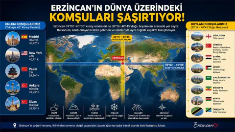 Erzincan'ın Coğrafi Konumu Şaşırtıyor: New York ve Pekin ile Aynı Hat üzerinde