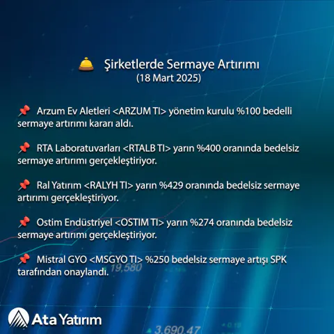 Belirli Şirketlerde Sermaye Artırımı Çalışmaları Devam Ediyor