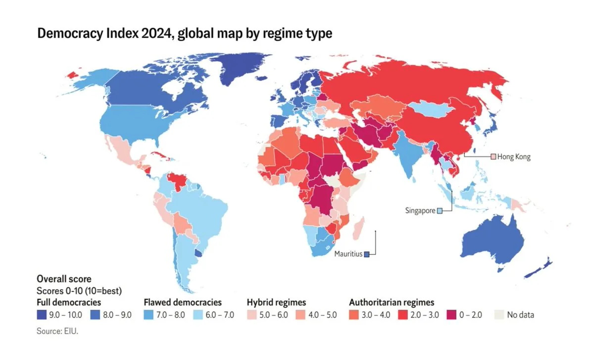 Demokrasi Endeksi'ne Göre Norveç, 2024 Yılında da En Demokratik Ülke Oldu Demokrasi Endeksi'ne Göre Norveç, 2024 Yılında da En Demokratik Ülke Oldu