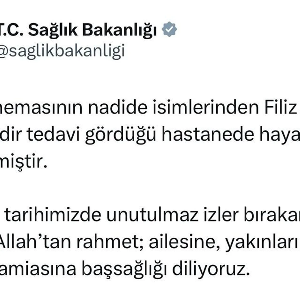 Türk Sinemasının Emekçi İsminden Filiz Akın Vefat Etti Türk Sinemasının Emekçi İsminden Filiz Akın Vefat Etti