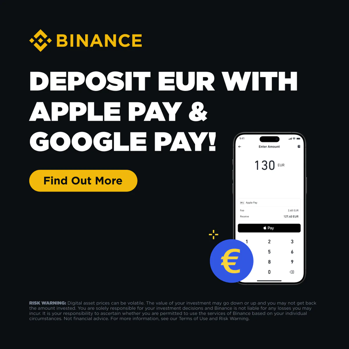 Binance Kullanıcıları Artık Apple Pay ve Google Pay ile Euro Yatırımı Yapabiliyor Binance Kullanıcıları Artık Apple Pay ve Google Pay ile Euro Yatırımı Yapabiliyor