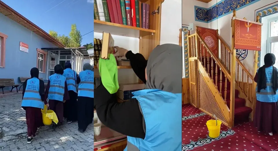 Terzi Baba Öğrenci Yurdu öğrencileri cami temizliğinde görev aldı görseli