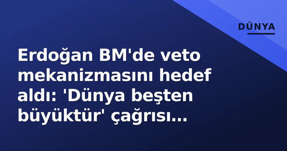 Erdoğan BM'de veto mekanizmasını hedef aldı: 'Dünya beşten büyüktür' çağrısı yenilendi görseli