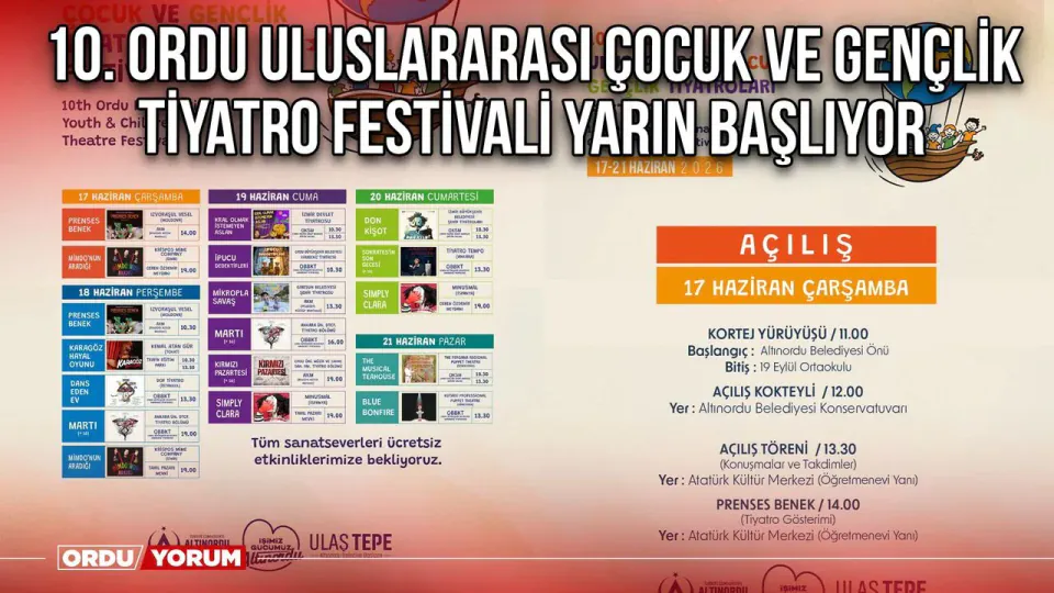 10. Ordu Uluslararası Çocuk ve Gençlik Tiyatro Festivali 13 Yıl Sonra Dönüyor görseli