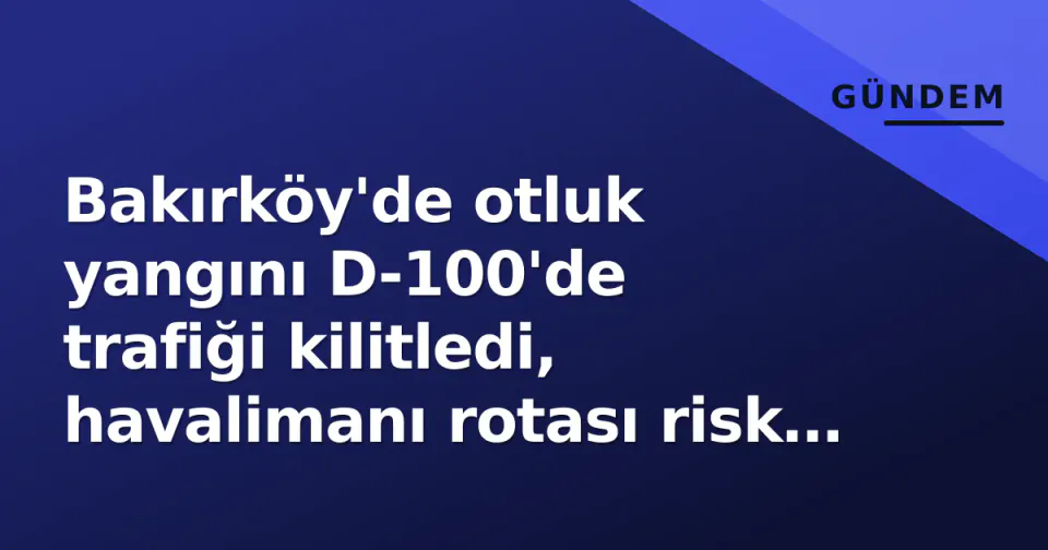 Bakırköy'de otluk yangını D-100'de trafiği kilitledi, havalimanı rotası risk altındaydı görseli