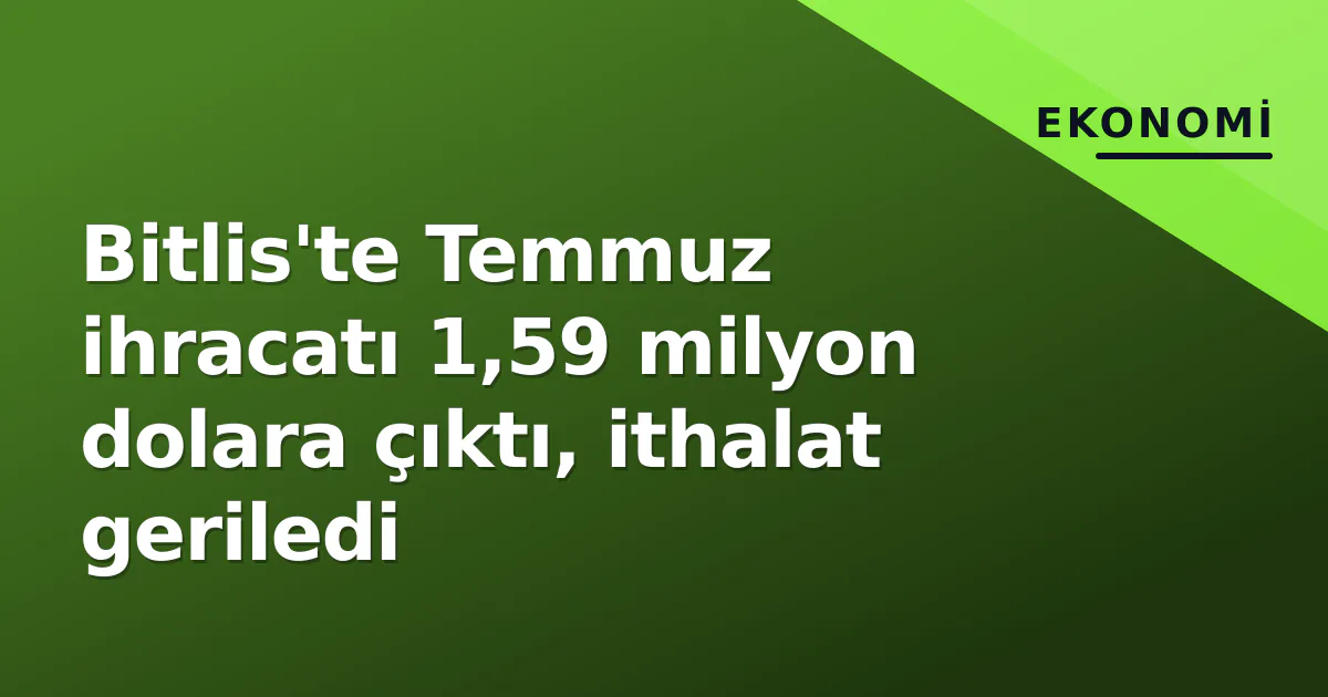 Bitlis'te Temmuz ihracatı 1,59 milyon dolara çıktı, ithalat geriledi Bitlis'te Temmuz ihracatı 1,59 milyon dolara çıktı, ithalat geriledi