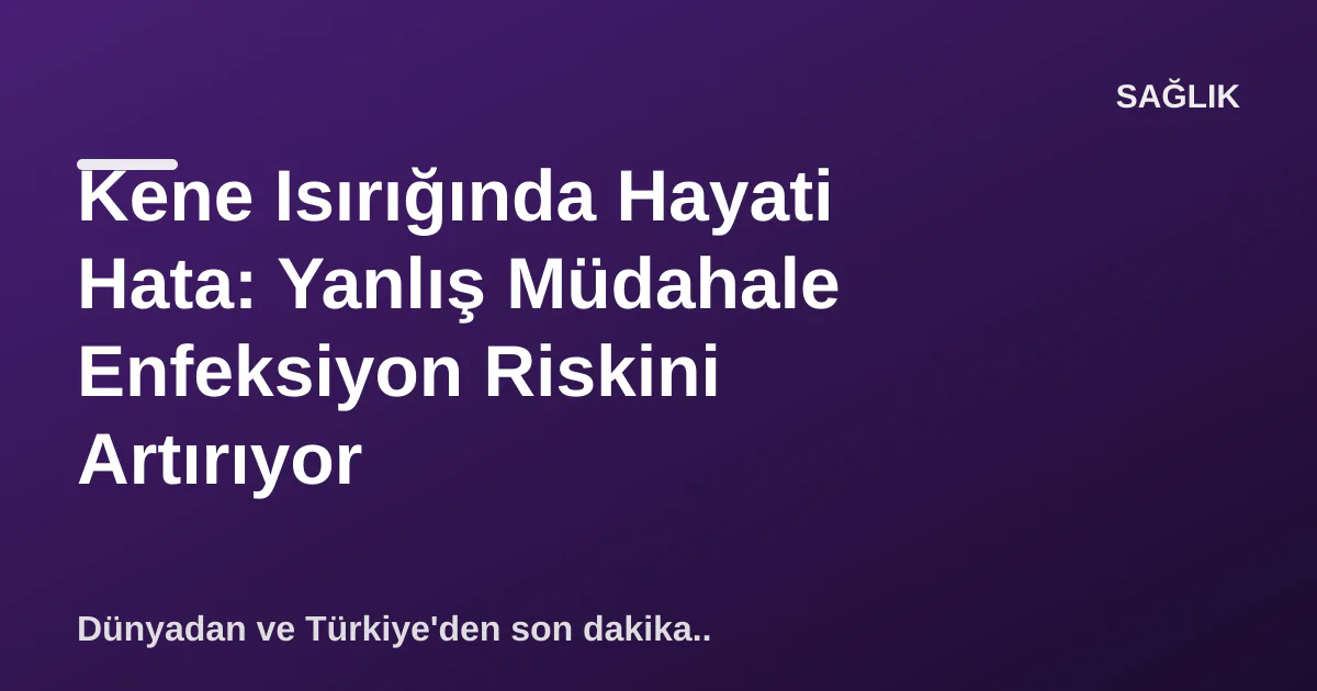 Kene Isırığında Hayati Hata: Yanlış Müdahale Enfeksiyon Riskini Artırıyor Kene Isırığında Hayati Hata: Yanlış Müdahale Enfeksiyon Riskini Artırıyor