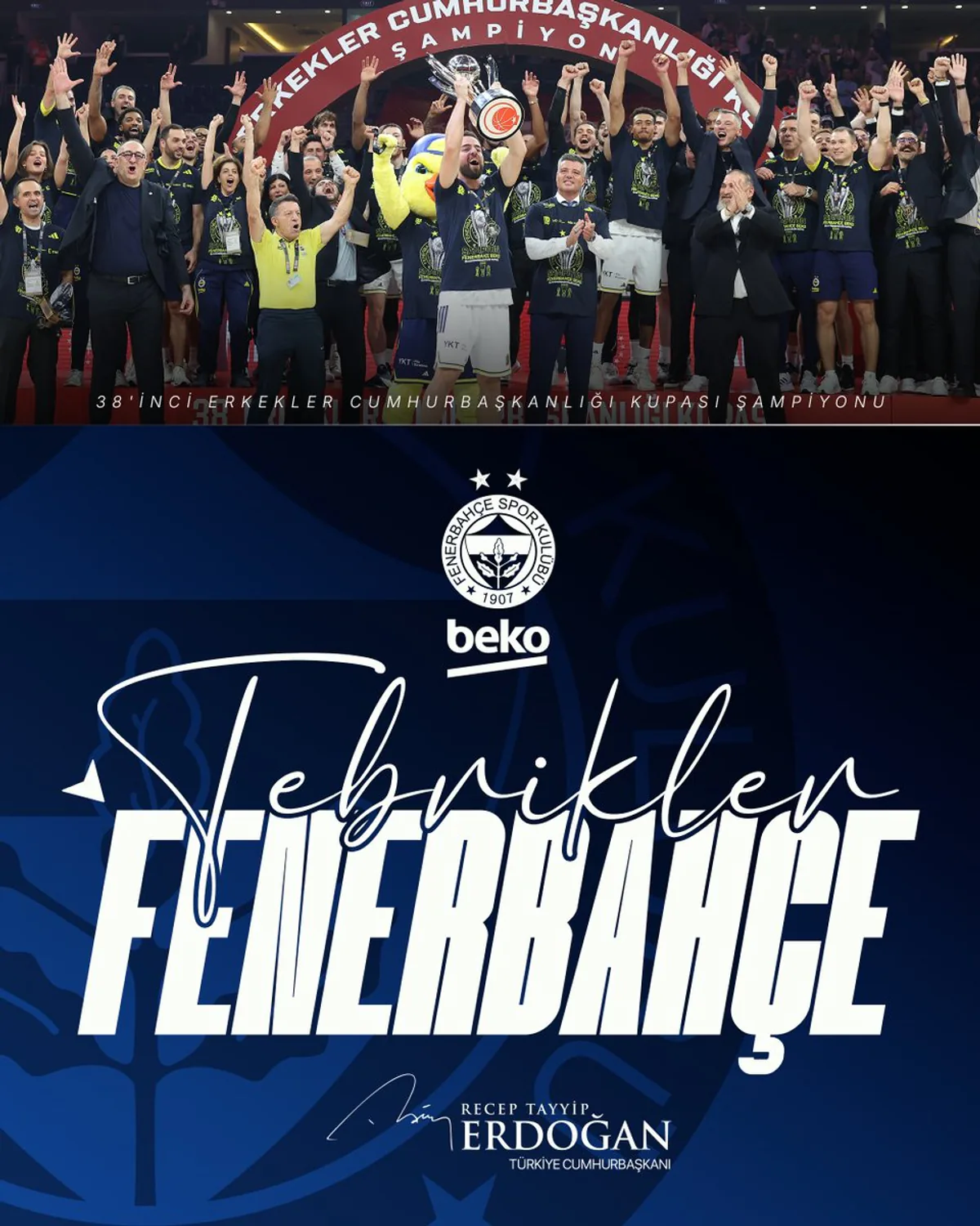 Fenerbahçe Beko, 38. Cumhurbaşkanlığı Kupası'nı Kazandı Fenerbahçe Beko, 38. Cumhurbaşkanlığı Kupası'nı Kazandı