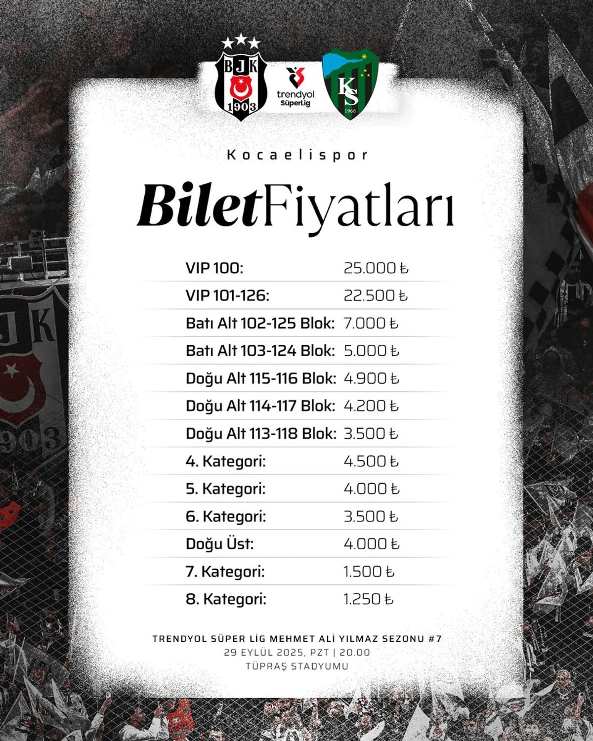 Beşiktaş-Kocaelispor Maçı Biletleri Satışta Beşiktaş-Kocaelispor Maçı Biletleri Satışta