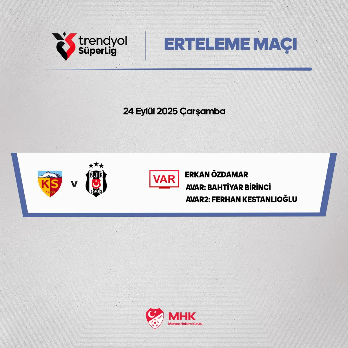 Kayserispor-Beşiktaş Erteleme Maçında VAR Hakemi Erkan Özdamar Kayserispor-Beşiktaş Erteleme Maçında VAR Hakemi Erkan Özdamar