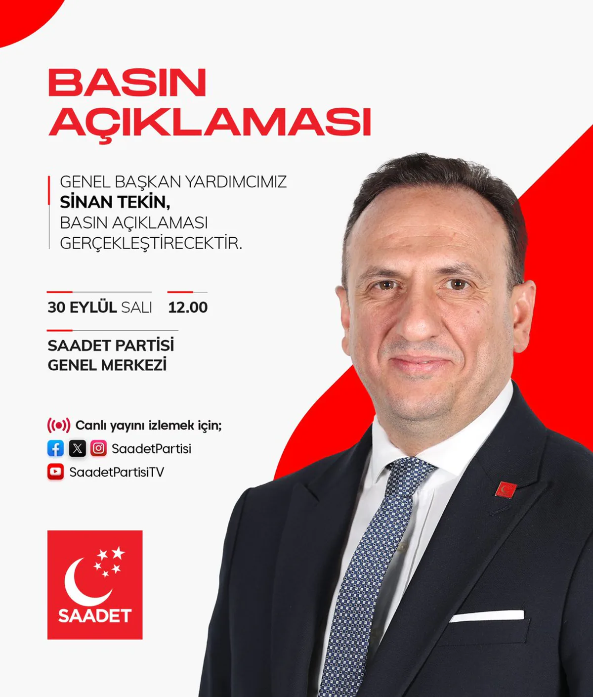 Saadet Partisi'nden Yarın Genel Merkez'de Basın Açıklaması Saadet Partisi'nden Yarın Genel Merkez'de Basın Açıklaması