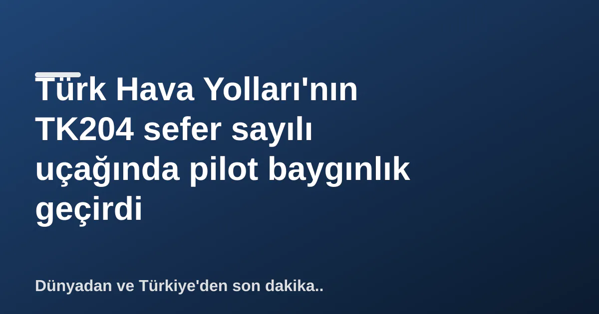 Türk Hava Yolları'nın TK204 sefer sayılı uçağında pilot baygınlık geçirdi Türk Hava Yolları'nın TK204 sefer sayılı uçağında pilot baygınlık geçirdi
