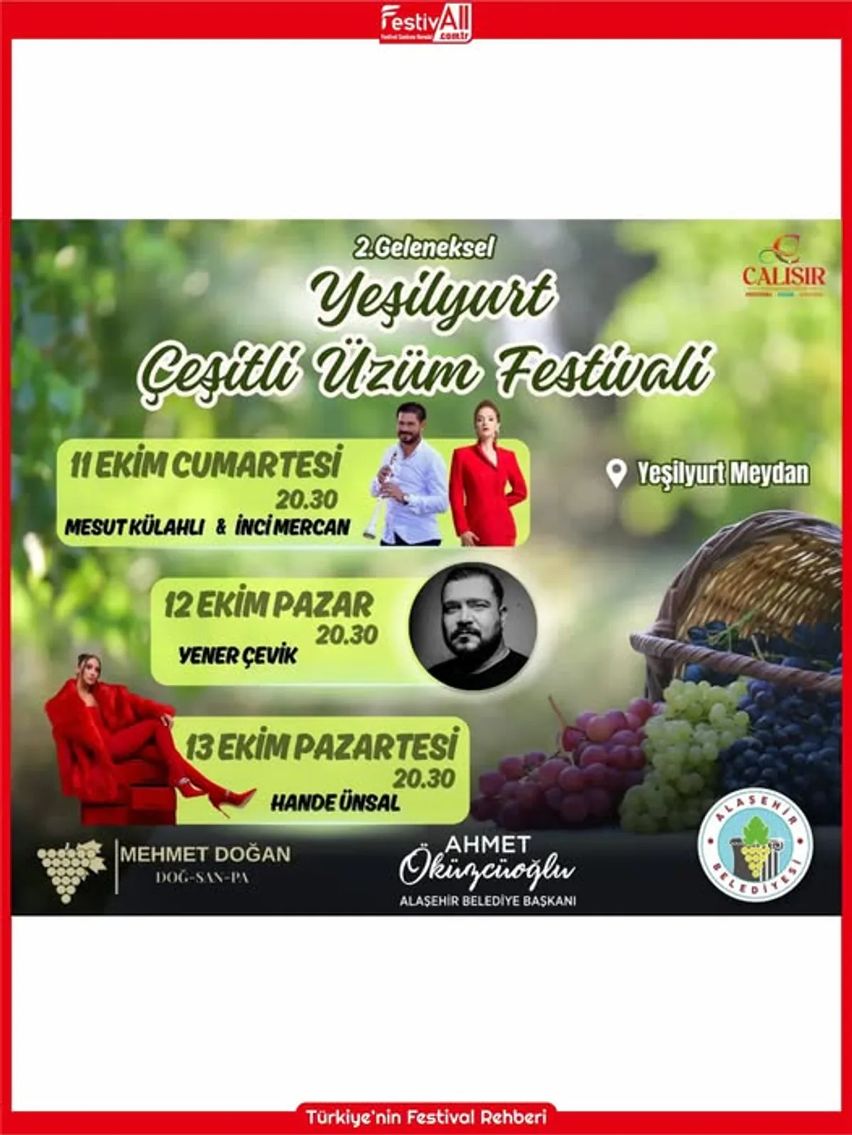 Yeşilyurt Geleneksel Çeşitli Üzüm Festivali Üç Gün Sürecek Yeşilyurt Geleneksel Çeşitli Üzüm Festivali Üç Gün Sürecek